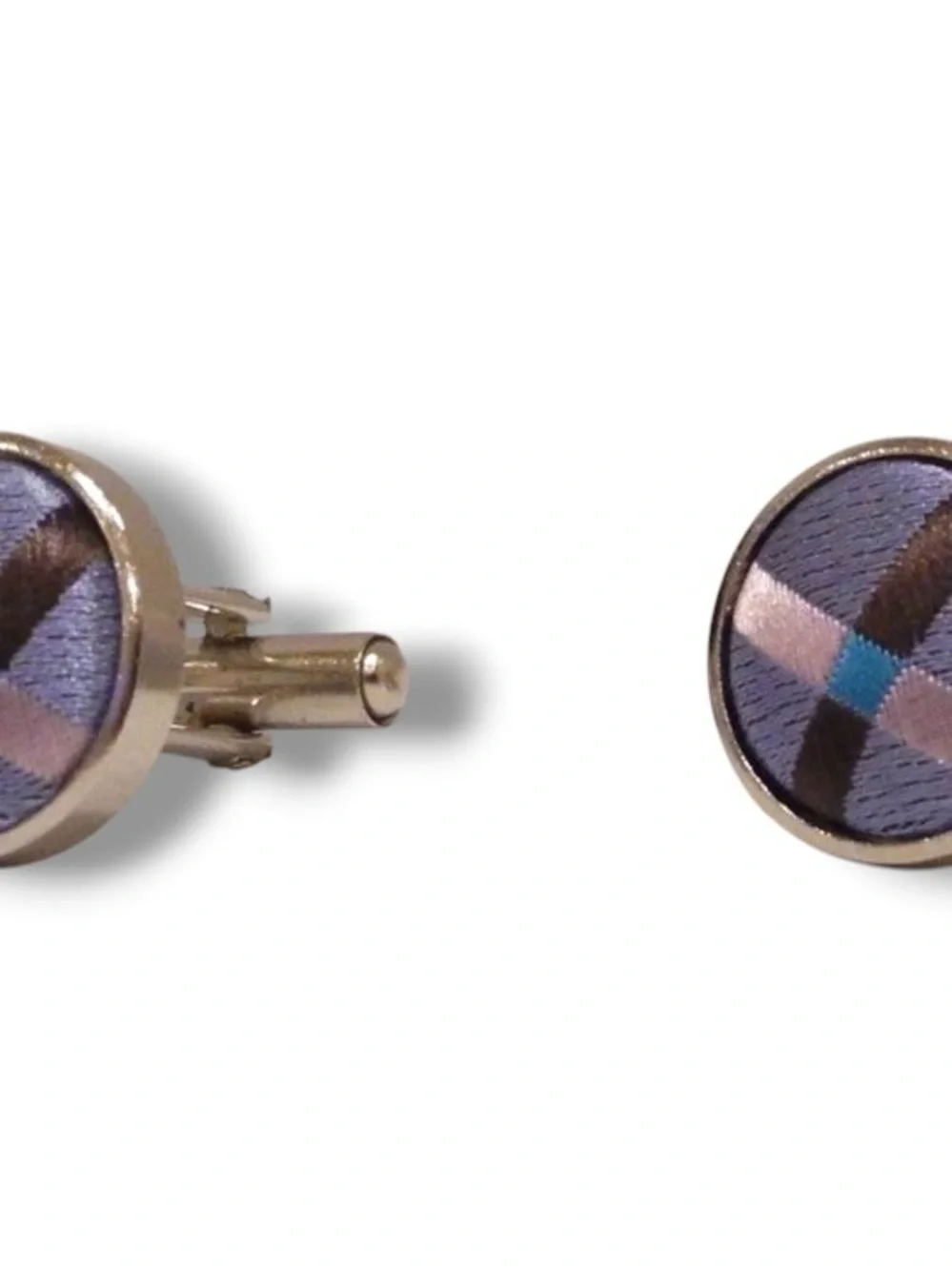 100% Silk Tie & Matching Cufflinks Gift Set : Light Purple/Multi Color Check D-3